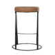 Luma Counter Stool with Footrest Industrial Black Iron Brown Leather BM331645