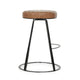 Luma Counter Stool with Footrest Industrial Black Iron Brown Leather BM331645
