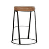 Luma Counter Stool with Footrest Industrial Black Iron Brown Leather BM331645
