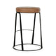 Luma Counter Stool with Footrest Industrial Black Iron Brown Leather BM331645