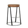 Luma Counter Stool with Footrest, Industrial Black Iron, Brown Leather