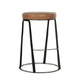 Luma Counter Stool with Footrest, Industrial Black Iron, Brown Leather