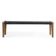 Lina Dining Bench Brown Oak Wood Charcoal Gray Polyester 60 Inch BM331648