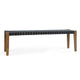 Lina Dining Bench, Brown Oak Wood, Charcoal Gray Polyester, 60 Inch
