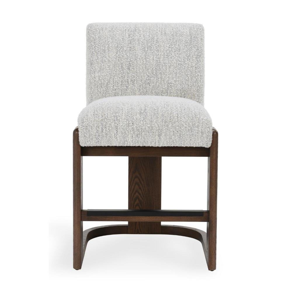 Berri Counter Height Chair Ivory Boucle Cantilever Dark Brown Wood BM331649