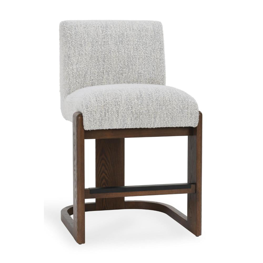 Berri Counter Height Chair, Ivory Boucle, Cantilever Dark Brown Wood