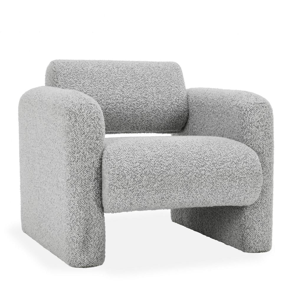 Marlone Accent Chair, Mercury Gray Polyester, Soft Boucle Cushions