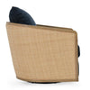 Miana Swivel Chair Blue Polyester Cushion Brown Ash Wood Cane Mesh BM331651