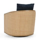 Miana Swivel Chair Blue Polyester Cushion Brown Ash Wood Cane Mesh BM331651