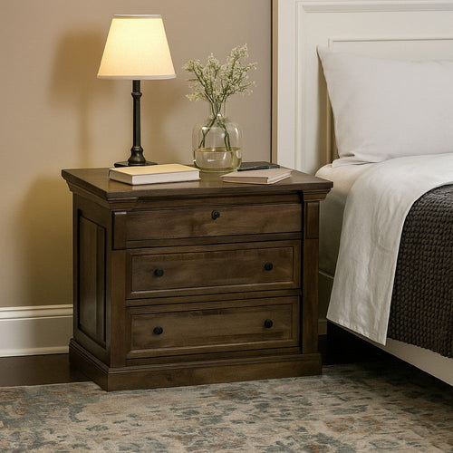 Adele Nightstand 3 Drawers Classic Cocoa Brown Mango Wood 36 Inch BM331652