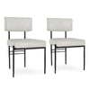 Keto Dining Chair Set of 2, Off White Leather, Black Hammered Iron