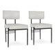 Keto Dining Chair Set of 2, Off White Leather, Black Hammered Iron