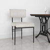 Keto Dining Chair Set of 2, Off White Leather, Black Hammered Iron
