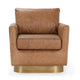 Niasa Swivel Accent Chair Chestnut Brown Hide Leather Gold Iron BM331655