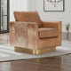 Niasa Swivel Accent Chair, Chestnut Brown Hide Leather, Gold Iron