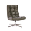 Ivy Swivel Accent Chair, Biscuit Tufted Forest Green Leather, Chrome