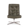 Ivy Swivel Accent Chair Biscuit Tufted Forest Green Leather Chrome BM331658