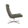 Ivy Swivel Accent Chair Biscuit Tufted Forest Green Leather Chrome BM331658