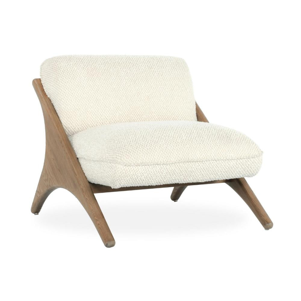 Gioni Accent Chair, Modern Natural Beige Polyester, Brown Ash Wood