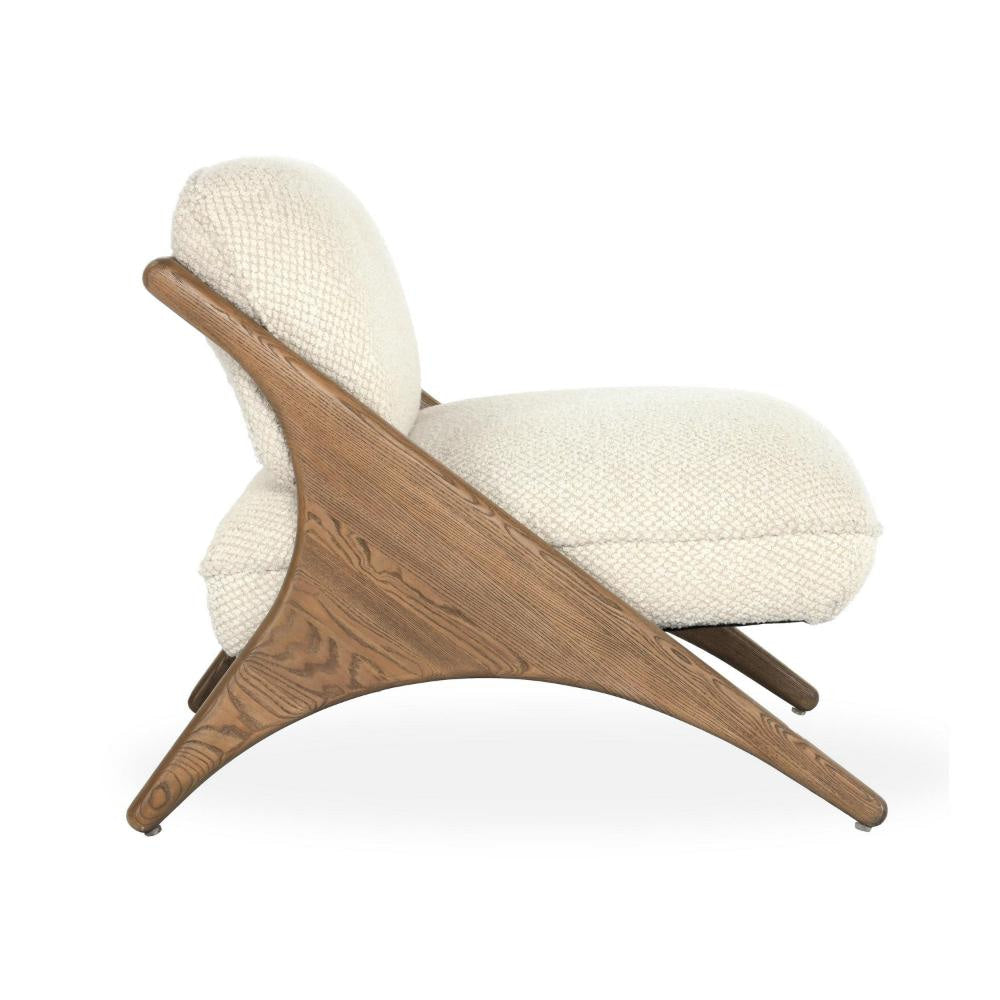 Gioni Accent Chair Modern Natural Beige Polyester Brown Ash Wood BM331659