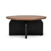 Fenn Round Coffee Table Brown Mango Wood Black Cross Base 40 Inch BM331660