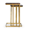 Kinsa Nesting Accent Table Set of 2 Brown Mango Wood Gold Brass Iron BM331662