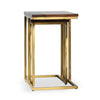 Kinsa Nesting Accent Table Set of 2 Brown Mango Wood Gold Brass Iron BM331662