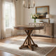 Maxe Dining Table, Dark Brown Pine Wood Cross Legs, Round 42 Inch Top