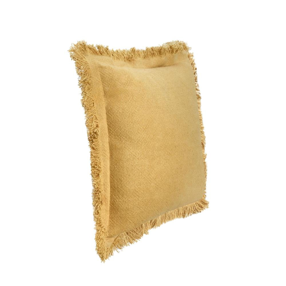Dax Accent Throw Pillow 22 Inch Square Yellow Cotton Woven Texture BM331665