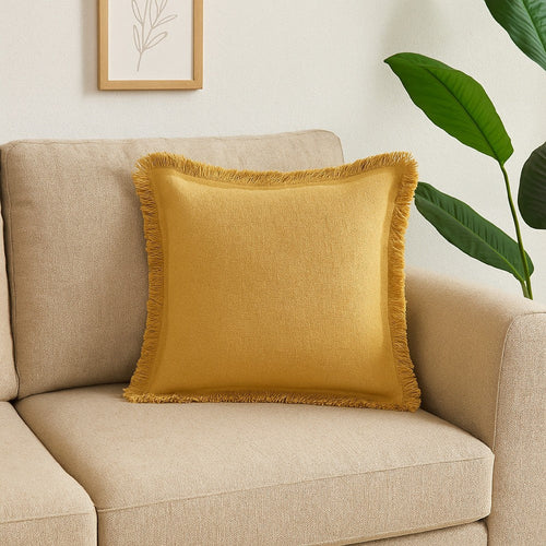 Dax Accent Throw Pillow, 22 Inch Square, Yellow Cotton Woven Texture
