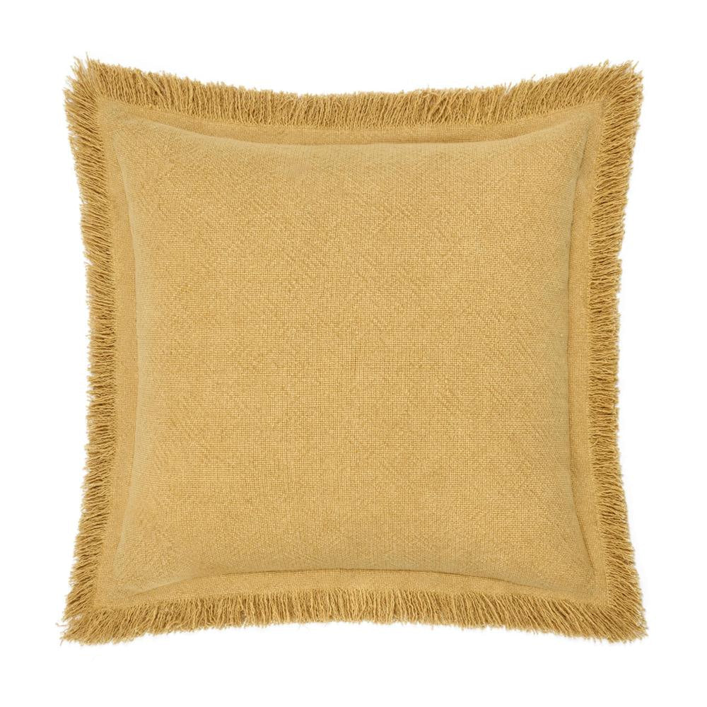 Dax Accent Throw Pillow, 22 Inch Square, Yellow Cotton Woven Texture