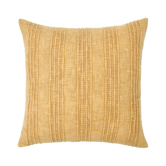 Etta Accent Throw Pillow, 22 Inch Square Striped Design, Yellow Cotton