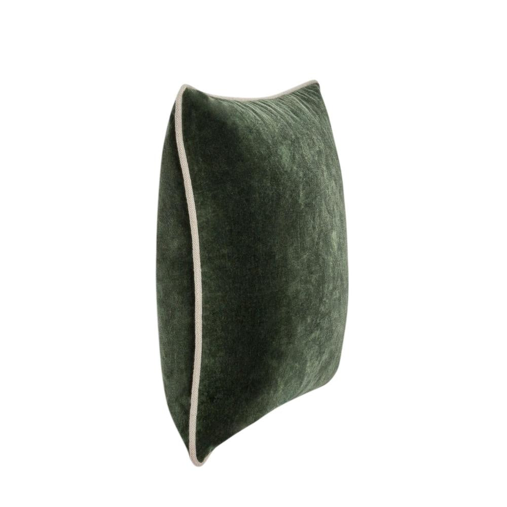 May Accent Throw Pillow 22in Stonewashed Forest Green Cotton Velvet