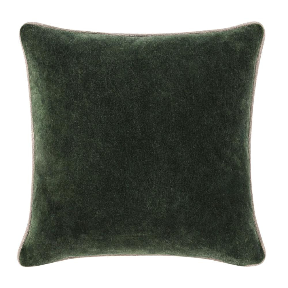 May Accent Throw Pillow, 22in Stonewashed Forest Green Cotton Velvet