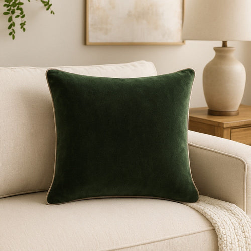 May Accent Throw Pillow 18in Stonewashed Forest Green Cotton Velvet