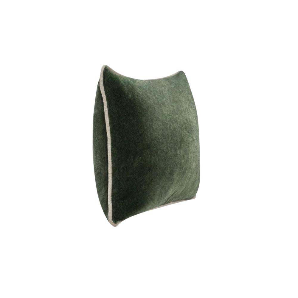 May Lumbar Accent Pillow 14 x 20 Stonewash Forest Green Cotton Velvet BM331671
