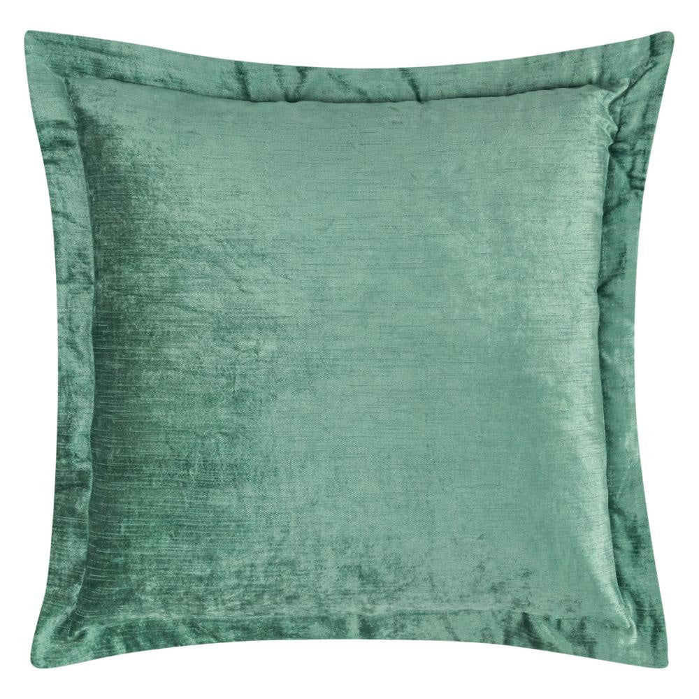 Brad Accent Throw Pillow, Square 22 Inch, Textured Green Rayon Velvet