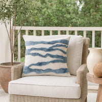 Poll Square Accent Throw Pillow, 22 Inch, Down Fill, Blue, Ivory Linen