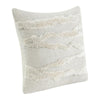 Poll Square Accent Throw Pillow 22 Inch White and Ivory Belgian Linen