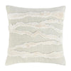 Poll Square Accent Throw Pillow, 22 Inch White and Ivory Belgian Linen