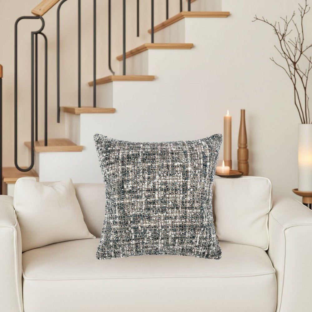 Ivy Square Accent Throw Pillow, 24 Inch Black Woven Cotton Blend