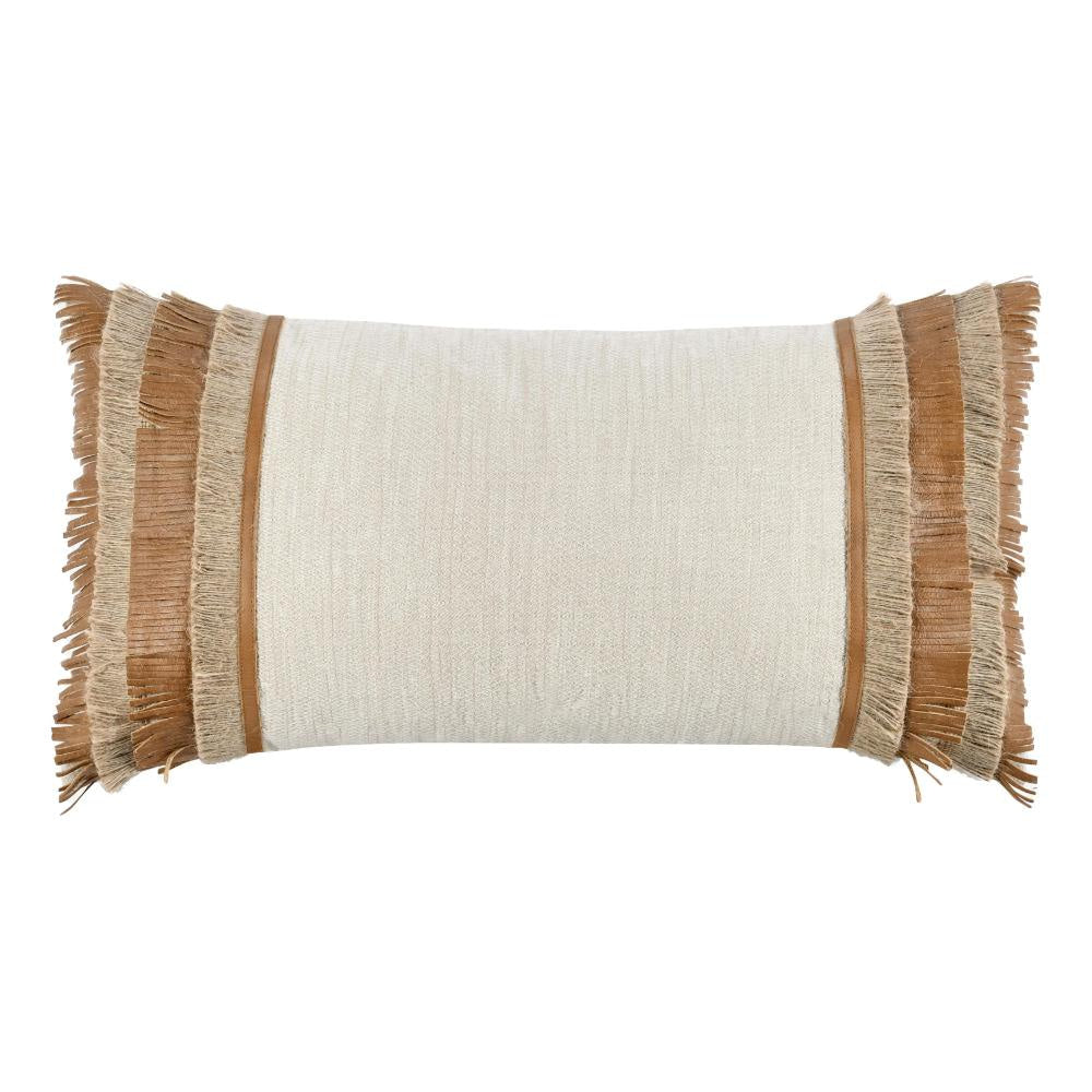 Lumbar Accent Throw Pillow, 14 x 26 Chestnut Brown Woven Cotton