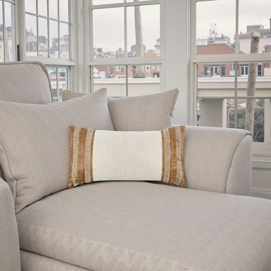 Lumbar Accent Throw Pillow 14 x 26 Chestnut Brown Woven Cotton BM331682