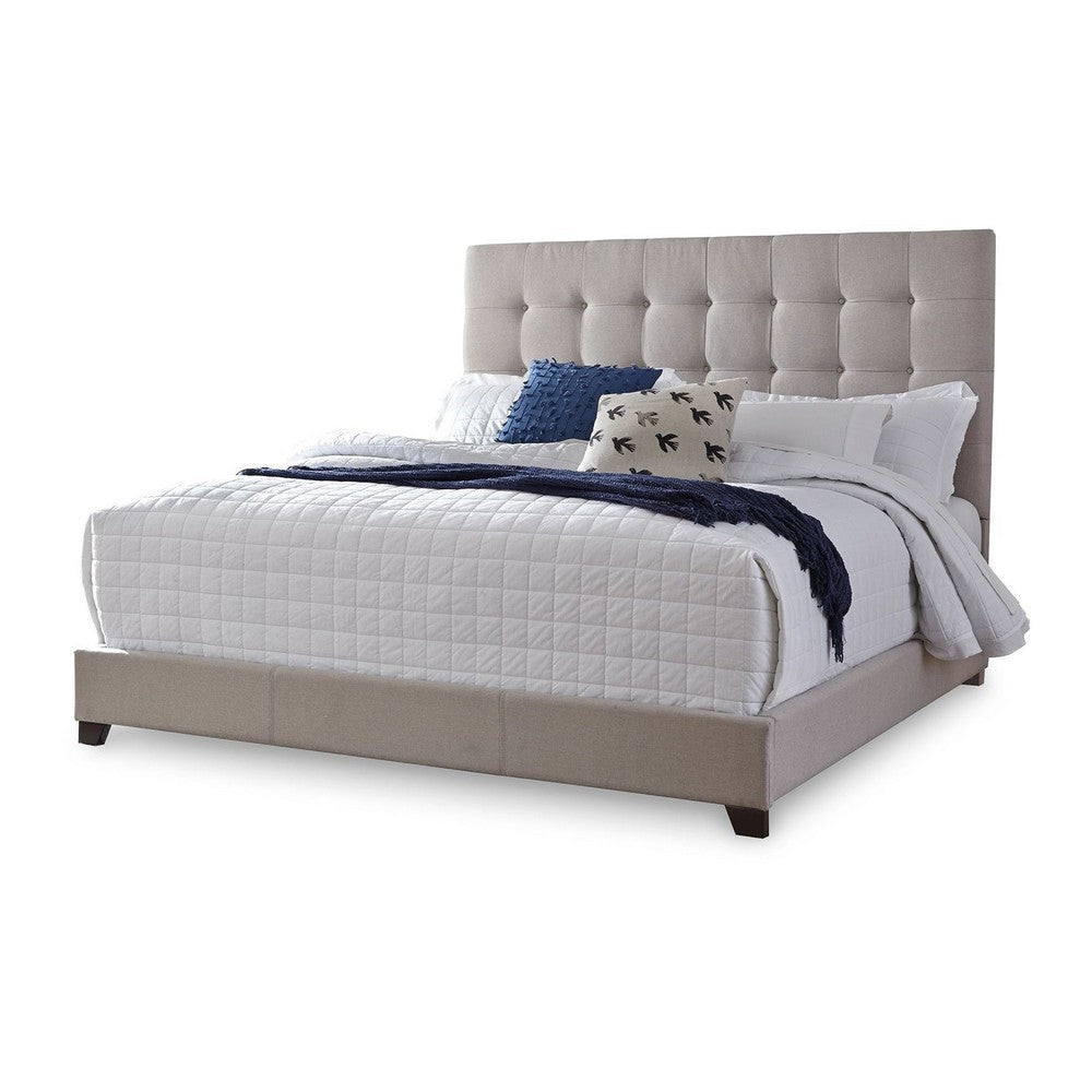 Ashley Dolante King Bed Button Tufted Beige Polyester Headboard BM331683
