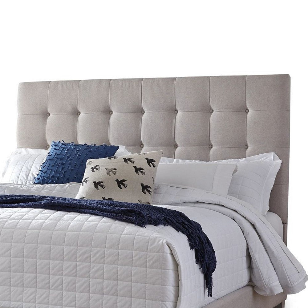 Ashley Dolante King Bed Button Tufted Beige Polyester Headboard BM331683