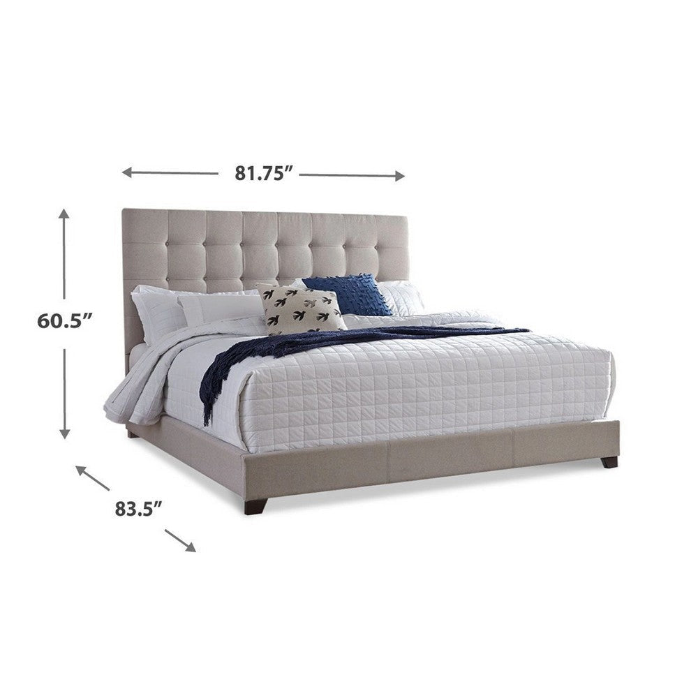 Ashley Dolante King Bed Button Tufted Beige Polyester Headboard BM331683