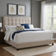 Ashley Dolante King Bed Button Tufted Beige Polyester Headboard BM331683