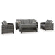 Ashley Oati 4pc Outdoor Sofa, Coffee Table, Chairs, Gray Resin Wicker Nuvella