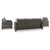 Ashley Oati 4pc Outdoor Sofa Coffee Table Chairs Gray Resin Wicker Nuvella BM331690