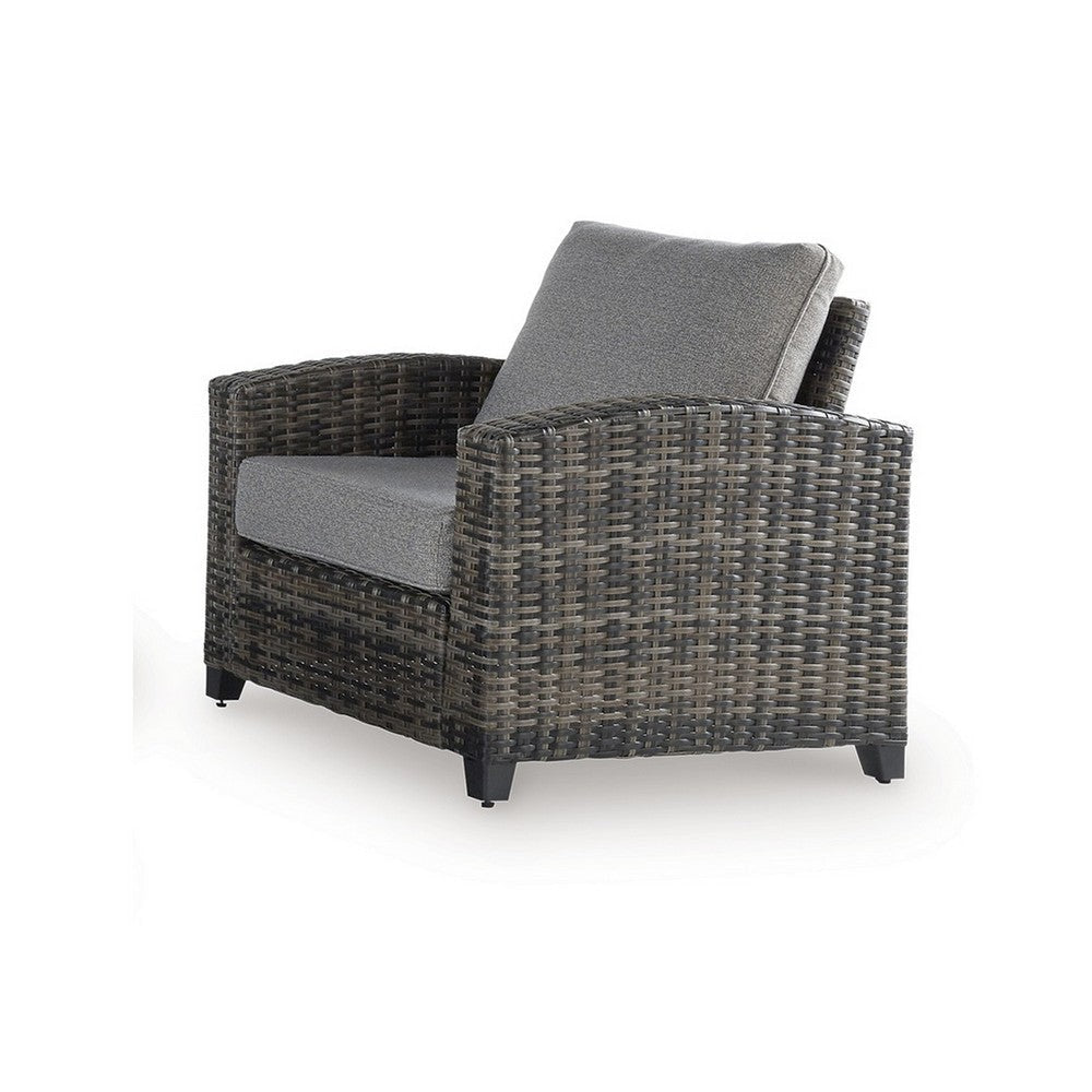 Ashley Oati 4pc Outdoor Sofa Coffee Table Chairs Gray Resin Wicker Nuvella BM331690